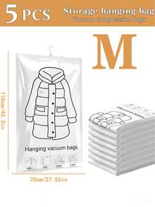 1pc/3pcs/4pcs/5pcs Hanging Vacuum Storage Bags, Clothes Storage Hanging Bags, Hanging Clothes Compression Bags With Unique Hook Design, Clothes Can Be Directly Hung Into The Bag, No Folding Required, Completely Avoids Creases Caused By Traditional Compression Bag Folding Storage, Especially Suitable For Suits/Coats/Silk Dresses And Other Wrinkle-Prone Clothes, Large Capacity, One Bag Can Handle All Family Clothes During Season Change, Suitable For Moving, Organizing Wardrobes, Home Storage For Students, Can Compress And Hang Off-Season Thick Clothes Without Taking Up Wardrobe Space - Multicolor - View 17
