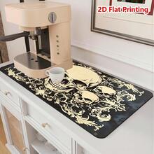 1/10 pezzi Tappetino drenante con motivi teschio nero e bianco, antiscivolo super assorbente e ad asciugatura rapida in diatomite per macchina da caffè espresso, sottobicchiere resistente all'usura, tappetino per asciugatura stoviglie da bancone, forniture per cucina domestica - Grigio Scuro - Visualizzare 8