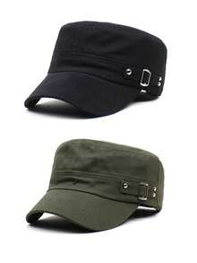 1pc Unisex Rivet Army Cap Flat Top Baseball Cap With Adjustable Strap, Suitable For Outdoor, Mountaineering, Holiday, Daily Use, Sun Protection - Multicolor - View 28