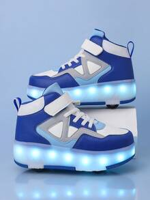 Sepatu Roda LED Isi Ulang Unisex, Sepatu Roda Anak-Anak, Sepatu Roda Multifungsi yang Dapat Diubah, Cocok untuk Semua Musim, dengan Roda yang Dapat Dilepas, Ideal untuk Aktivitas Luar Ruangan dan Olahraga. - Biru - View 5