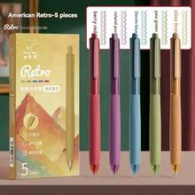 5Pcs/Box Retractable Gel Pens 0.5mm ST Tip Quick Drying Ink Aesthetic Simple Design High Appearance Neutral Pens For Writing Signature School Office Stationery Supplies - Sets - View 8