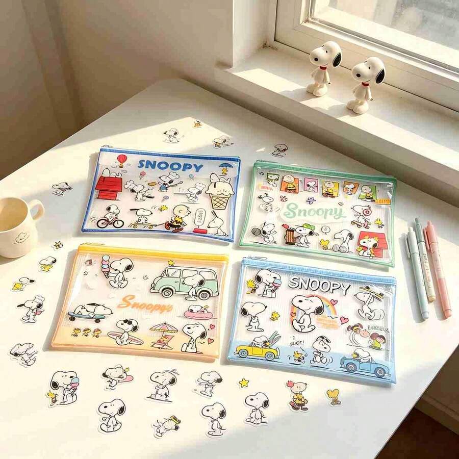 SNOOPY 1 buc. geantă de depozitare nouă 2026, pentru depozitare ușoară a foilor de test, documentelor și obiectelor diverse, te ajută să organizezi lucrurile și să scapi de dezordine, stil aleatoriu, pentru prieteni și familie (stil aleatoriu) - Multicolor - Vizualizare 1