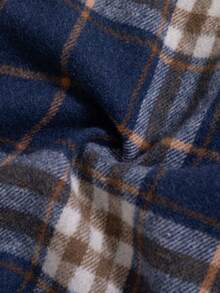 Jaket Hoodie Kasual Anak Laki-Laki, Motif Kotak-kotak Flanel dengan Kantong, Musim Gugur/Dingin - Royal Blue - View 10