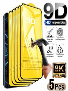 5片裝 全螢幕 9D 鋼化玻璃螢幕保護貼，相容 iPhone 17 Pro Max/17 Air/17 Pro/17/16/15/14/13/12/11/16 Pro Max/15 Pro Max/X/XS/XR/XS Max/Plus/Mini，超清晰 9H 防刮防指紋，相容動態島 - 無色 - 查看 12