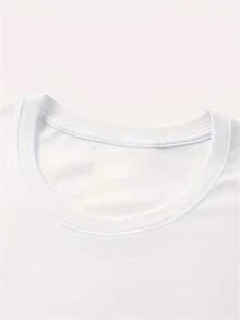 Women Casual Cott Crop Top With Round Neck & Drop Shoulder Sleeves, Featuring A Vibrant Orange Print, Perfect For Spring Outfits And Everyday Wear - White - View 5