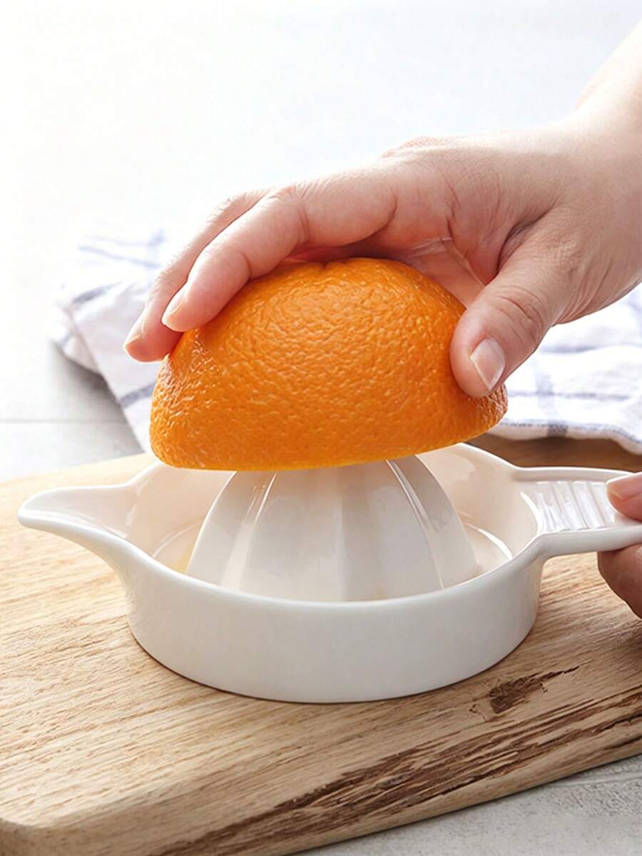陶瓷手動榨汁器,夏季橘子與檸檬榨汁涼感工具,DIY水果飲品必備配件,適用夏季婚禮、生日與派對飲品的廚房小幫手 - 白色 - 查看 1