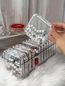 18/11/8/7/6/4/1 Set de boîtes de rangement transparentes pour tiroirs, convient pour les cosmétiques, les rouges à lèvres, les parfums, les pinceaux de maquillage, les ombres à paupières, les soins de la peau, les ustensiles de cuisine, les collations, la papeterie, la décoration de chambre, la décoration de maison, la décoration de salle de bain, les accessoires de bureau - Transparent - Voir 9
