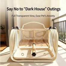 Breathable Bird Travel Carrier, Transparent Parrot Bag, Handheld Large Capacity Portable Bird Cage Backpack - A - View 4