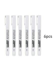 1/3/6/12pcs White Marker Pens Alcohol-Based Oil-Based Waterproof Tire Painting Graffiti Pens Permanent Gel Pens Suitable For Fabric, Wood, Leather - White - View 12