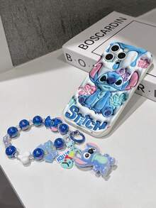 Disney Has Authorized, Phone Case - Chain Set, The Stitch Lilo & Stitch 3D Phone Case Plus A Silicone 3D Stitch Bracelet With Metallic Ring Removable Bracelet, Stitch And Angel Pattern, Compatible With Iphone17/16/15/14/13/12/31/XS/XR/X Plus Pro Max, A Stylish Cartoon Phone Case, The Perfect Gift Choice, Phone Protection, Durable Phone Cover, Great Gift For Friends And Family. - 白色 - 查看 7