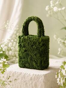 ENBEI 2026 New Vintage Faux Greenery Tote Bag, Beach Bag, Mini Handbag, Bridesmaid Beach Bag, Wedding Gift Bag, Small Bachelorette Party Gift, With Handle, Can Hold Flowers And Greenery, Bridesmaid Candy Bag, Wedding Welcome Bag, Event Souvenir, Wedding Party Favor, Travel Essential - Multicolor - View 9