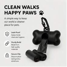 1 Set Portable Outdoor Pet Waste Bag Dispenser, Comes With 2 Rolls Of Waste Bags. Cute Bone Design, Suitable For Picking Up Dog Feces During Dog Walks. Stylish And Versatile, Ideal Essential For Outdoor Dog Walking. - View 1