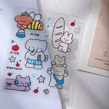 1 buah Stiker Jelly Kartun Lucu Bertema Kembali ke Sekolah, Gambar Gajah, Kelinci Baguette Lucu & Lebah Kecil, Stiker Tahan Air untuk Scrapbooking, Alat Tulis, Jurnal, Perencana, Dekorasi Tablet, Casing Ponsel dan Dekorasi Komputer - A - View 2