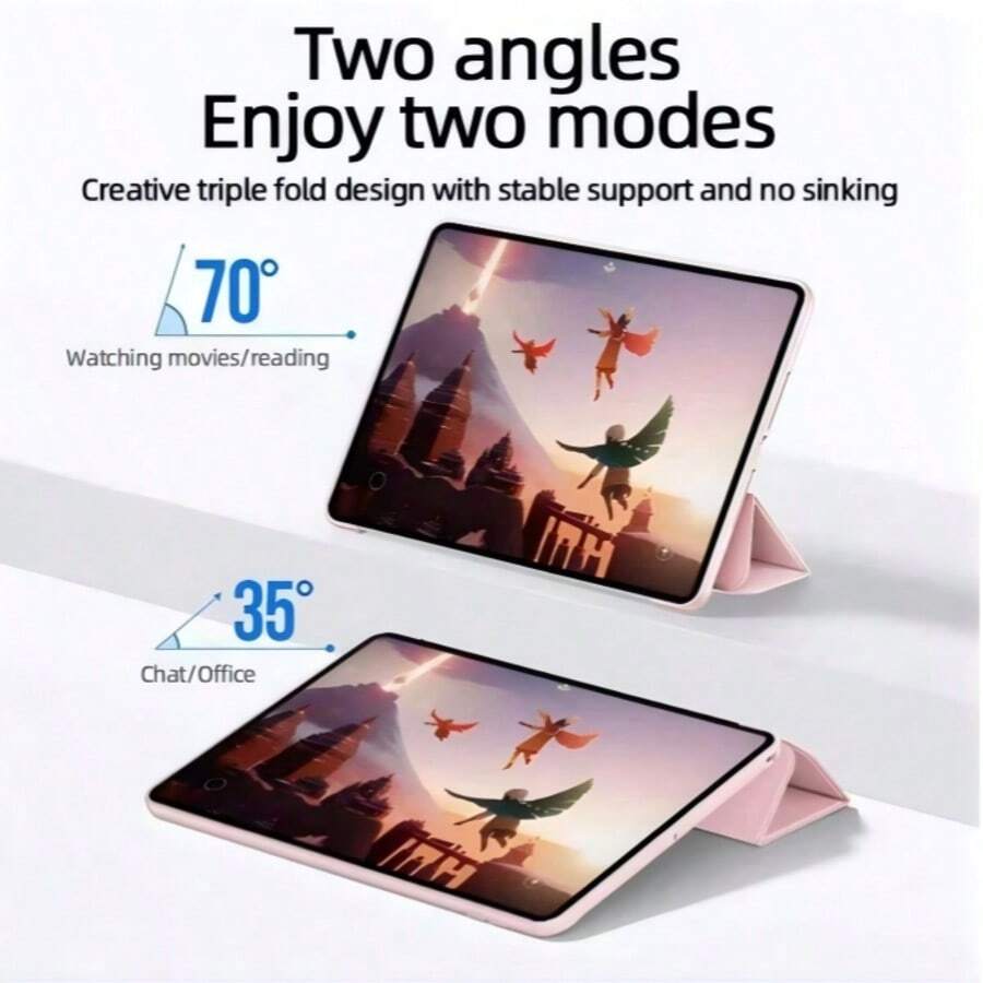 TIANYIMING 1pc Fashionable Minimalist Pink Tablet Protective Case, Multi-Angle Magnetic Stand Tablet Shell With Auto Sleep/Wake Function, Compatible With IPad Pro/Air/ GalaxyTab Series Models / MatePad Series Models / HonorPad Series Models / XiaomiPad Series Models / RedmiPad Series Models / LenovoTab Series Models / LenovoXiaoxinTab Series Models / LenovoIdeaTab Series Models