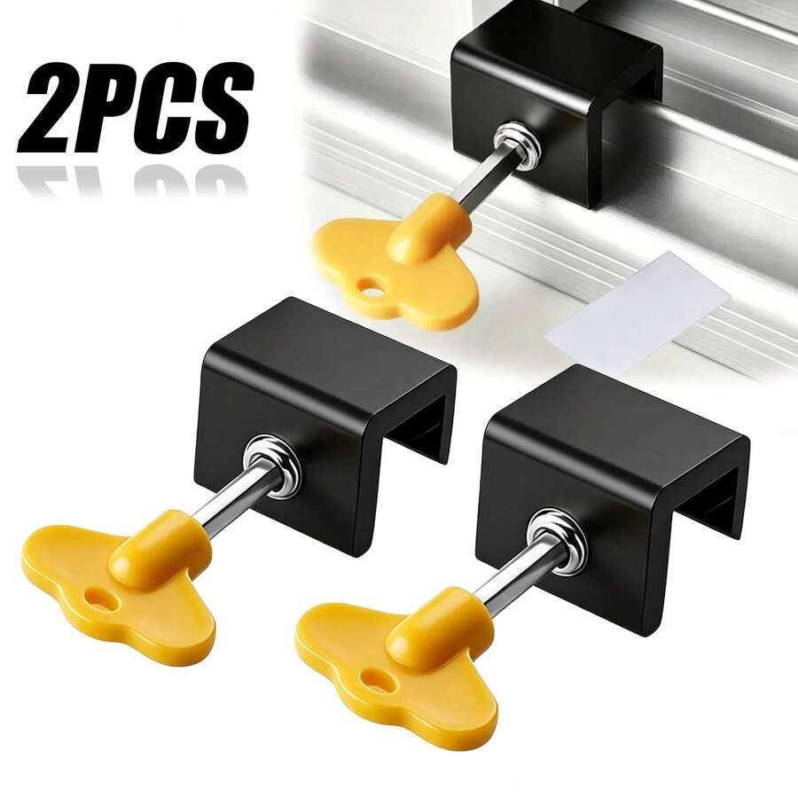 Cerradura de ventana deslizante - 2 piezas Cerradura de de ventana ajustable con llaves, tope de puerta antirrobo de aleación de aluminio, adecuado para puertas y ventanas deslizantes verticales/horizontales, cerradura de , garantiza la del hogar - irregular - Ver 1