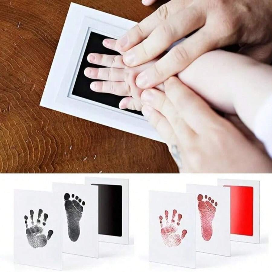 Baby Footprint Inkless Stamp Pad, Non-Stick Ink-Free, Wash-Free, Anti-Cross Contamination, Hand And Footprint Keepsake, , Pet Paw Print, Newborn Souvenir Stamp Pad - Black Plus Two Pieces Of Paper - View 1