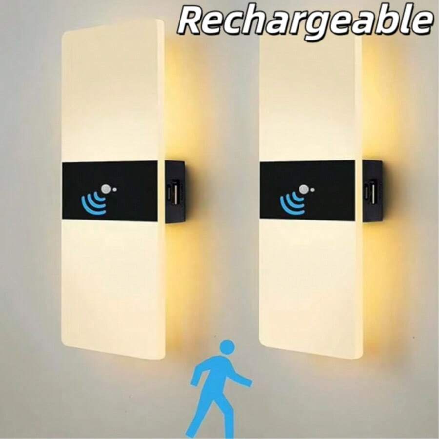 Wireless Installation Wall Lamp, LED Sensor Wall Light, Rechargeable, Self-Adhesive Firm Installation, Suitable For Living Room, Hallway, Corridor, LED Lighting Fixture