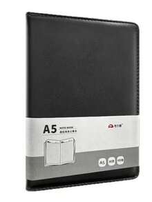 1Pc PU Leather Sponge-Padded Notebook - A5 Business Journal, 100 Sheets, Black Professional Notepad For Meeting Notes & Office Work - Black - View 11