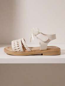 2026 Style Light Beige/Silver Country Style Sandals - Hollow Stitching PU Mesh With Pearl Decoration - Suitable For Daily Outings! - Beige - View 2