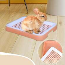 1pc Rabbit Litter Box, Detachable Plastic Small Animal Toilet Tray With Grate, Corner Litter Box, Easy To Clean Hamster Guinea Pig Rabbit Ferret Small Pet Toilet Training Box - one-size - View 6