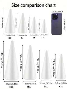 2/1pc Set Large White Solid Foam Cones, Art Cones, DIY Craft Supplies, PS(Polystyrene) Foam Christmas Birthday Scene Decor, Event Display Props, Cone Accessories, Home Decor, Artificial Glitter Christmas Tree Cones, Christmas Cone Tree, New Year Thanksgiving Winter Valentine's Day Handmade Gift Ideas (Please Place Your Order According To Your Required Size) - Multicolor - View 2