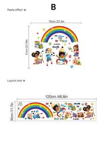 1pc Cartoon Children's Theme Wall Sticker Set, Sports/Rainbow Learning Dual Styles Available, Self-Adhesive Inspirational Decorative Stickers, Kids Room & Classroom Wall Decoration Tool - Wall Stickers - View 11
