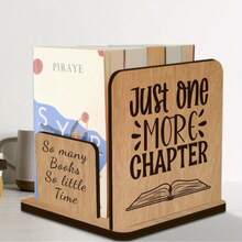 Sujetalibros de madera estilo vintage, estante de almacenamiento de libros para escritorio y mesita de noche con diseño " un capítulo talla grande", soporte para libros, regalo para amantes de los libros y lectores - Granate - Ver 8