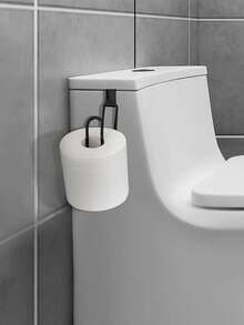 1pc Wall Mounted Bathroom Tissue Paper Holder, Toilet Paper Dispenser, No Drilling Bathroom Cabinet Door Paper Towel Rack, Shoe Rack, Shoe Drying Rack - Multicolor - View 1