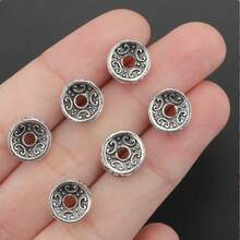 30pcs Antique Silver Alloy Wheel-Shaped Spacer Beads, Washers, For DIY Bracelets, Necklaces, Bracelets, Earrings Jewelry Accessories, Craft Making - A - View 2