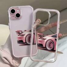 1pc Racing Pattern Black & Silver Phone Case Compatible With Apple Phones - Multicolor - View 3