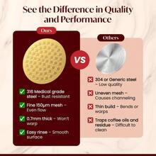 Espresso Puck Screen 53, 4 mm u2013 316 de acero inoxidable portafiltrador u2013 visualizacin microperforada para extraccin uniforme u2013 Oro - inicial - Ver 5