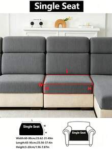 1PC Solid Color Fleece Sofa Seat Cover, Soft Plush Sofa Seat Cover, Elastic Comfortable, Suitable For All Seasons, Warm, Minimalist Style, Anti-Slip Anti-Fouling, Elastic, Machine Washable, Suitable For Backrest Cover/1/2/3/4/L-Shaped Chaise Sofa, With Armrests And Backrest, Living Room, Bedroom, Study (Pillow Case Not Included) - Dark Grey - View 15