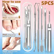 5pcs Set High-Quality Stainless Steel Manicure And Pedicure Tools, Including Portable Travel Case. This Complete Manicure And Pedicure Set Includes Callus Remover, Toe Lifter And Manicure Tools Suitable For Men And Women. - Silver - View 5