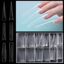 Puntas de uas cuadradas largas, 180 piezas de puntas de uas de gel suave de cobertura total 5XL Uas postizas acrlicas transparentes Extensin de uas postizas a presin para saln Hogar DI - inicial - Ver 6