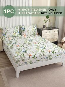 1 pièce Drap-housse à motif floral d'oiseau botanique, literie douce et respirante pour toutes les saisons, couvre-lit confortable inspiré de la nature, ensemble de literie facile d'entretien convenant aux tailles King/Queen/Full/Twin. Convient pour la maison, le dortoir, l'appartement & en cadeau - Multicolore - Voir 2