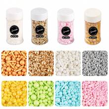 75g/2.65oz Perlas redondas para decoración de pasteles + Forma de palito, se utiliza para chispas de decoración de pasteles, decoración de pasteles DIY, adecuado para pasteles, caramelos, cupcakes, macarons, helados y varias decoraciones, también adecuado para bodas, Día de San Valentín, Día de la Madre, Halloween, Navidad y otras ocasiones, solo para decoración, no comestible - Multicolor - Ver 1