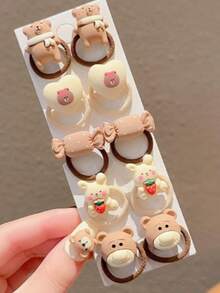 2/10pcs Random Cartoon Cute Hair Scrunchies, Sweet Style Daily Wear Hairbands - Multicolor - View 6