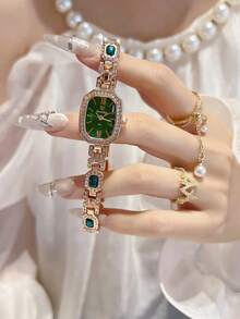 1pc New Casual Fashion Women's Bracelet Watch, Crystal Inlaid Dial, Rhinestone Decorated Strap, Suitable For Students Back To School - Style2 - View 16
