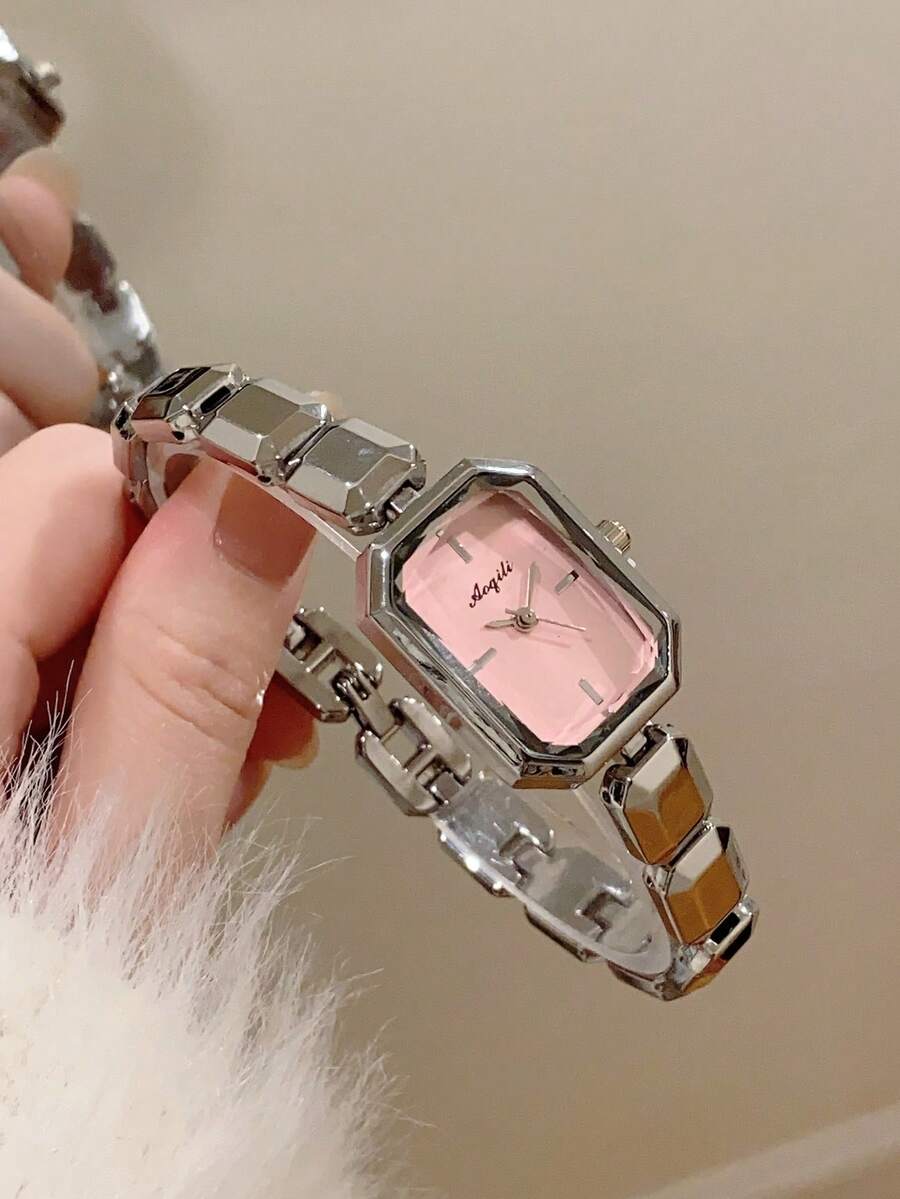 1件 金色/銀色女款手錶,極簡新風格,鑲鑽裝飾優雅時尚,休閒百搭,石英手錶,適合日常裝飾 - 銀色 - 查看 1