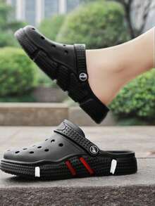 Men's Clog Slippers With Soft Cushioning, Breathable Outdoor Beach Sandals, Dual-Wear Slides - Black - View 6
