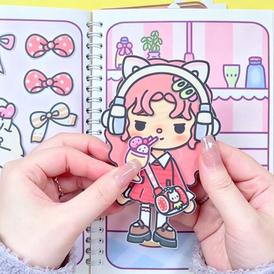 Girls DIY Handmade Wardrobe Interactive Quiet Book, Casual Sweet Cool Daily Style, Free Mix & Match, Rich Accessories, Diverse Gameplay, Hands-On Create Your Own Exclusive Look Fun Craft Kit - Multicolor - View 1