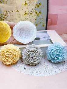 Molde de silicona para vela con flor de peonía, molde de silicona para adorno de resina y yeso aromático con peonía floral realista, disponible en 3 tamaños grande, mediano y pequeño, reutilizable, resistente al calor, fácil de desmoldar, adecuado como regalo festivo o decoración del hogar - A-blanco - Ver 5