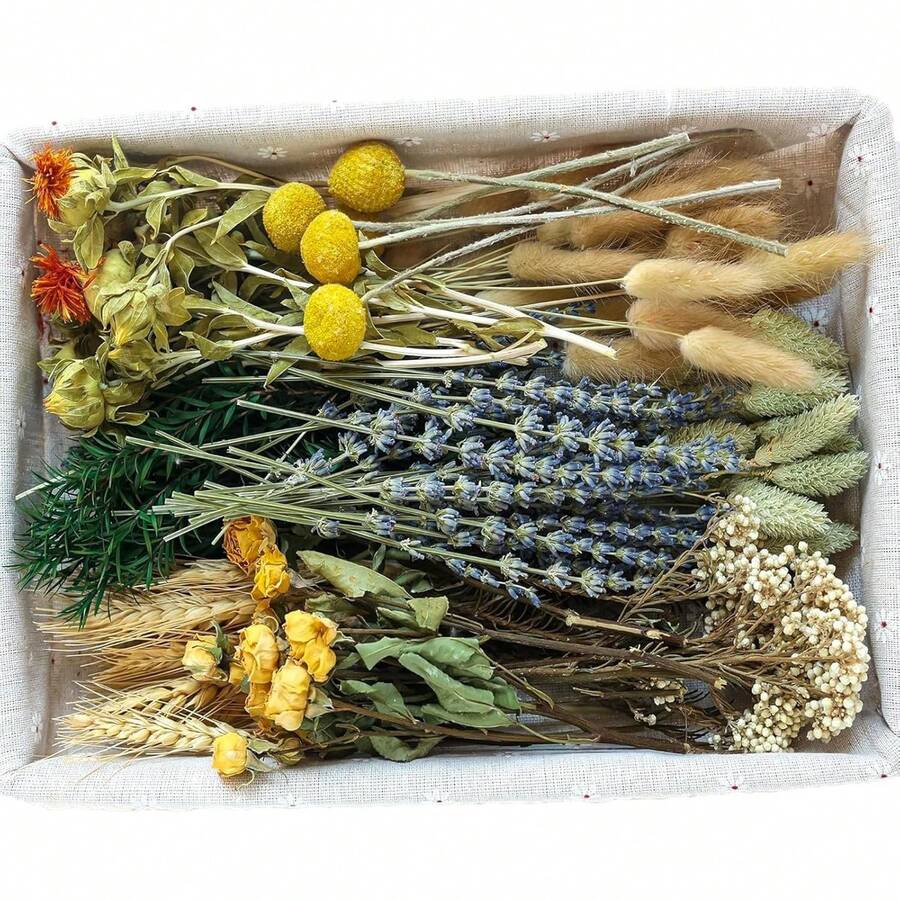 人造花 DIY 套裝 10~12 英吋,精選仿真薰衣草/尤加利/小麥,適合居家辦公室婚禮裝飾,低維護波希米亞鄉村風家居裝飾,婚禮中心花藝擺飾 - Mix-05 - 查看 1