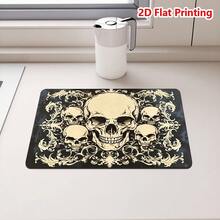 1/10 pezzi Tappetino drenante con motivi teschio nero e bianco, antiscivolo super assorbente e ad asciugatura rapida in diatomite per macchina da caffè espresso, sottobicchiere resistente all'usura, tappetino per asciugatura stoviglie da bancone, forniture per cucina domestica - Grigio Scuro - Visualizzare 16