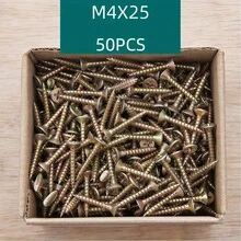 50/100 Pieces Of High-Strength Rigid Self-Tapping Screws, Surface Galvanized Wood Screws, M4 Flat Head Drilled Screws, Suitable For Fiberboard And Wood - Matte Industrial Hardware - 50pcs - View 12