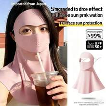 New UV Protection Full Face Sun Mask, Women's Summer Sun Protection Mask, Integrated Eye And Neck Sun Protection UV Protection Ice Silk Breathable Mask - Sunscreen Face Mask - View 2