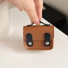 Mini Preppy Style PU Leather Earphone Storage Bag, Contrast Color Flap Design, Portable Shockproof Bluetooth Earphone Protective Case, Compact Multifunctional Data Cable & Coin Storage Pouch, Multiple Colors Available - Multicolor - View 19