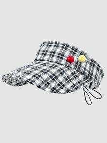 1件女款寬簷遮陽帽，雙色格紋設計，甜美百搭，可折疊方便攜帶，適合海灘、度假及各種防曬場合 - 多色 - 查看 10