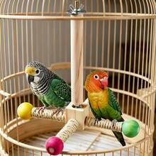 1件裝鳥類棲架玩具，互動式旋轉鸚鵡玩具，木製運動輪鸚鵡玩具，適用於鳥籠，鳥籠配件棲架玩具，適合虎皮鸚鵡 - 查看 4