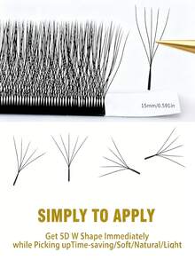 SACKVIS 1 Box 12 Rows 5D W-Shaped Pre-Made W-Curl 3D Clover Flower Blooming Individual Eyelashes 0.07C/D 8-15mm Lash Clusters, Lash Clusters, Individual Lashes, False Eyelashes Single Dense Row Planting - View 6